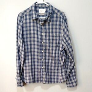 Goodfellow & Co Blue Plaid Long Sleeve Button Down Shirt Men's Size XL